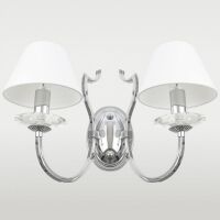 KINKIET RIGA ABAŻUR PIĘKNA STYLOWA Z 2 ŹRÓDŁAMI ŚWIATŁA O WYGLĄDZIE ŚWIECZEK COSMO LIGHT W02779CH