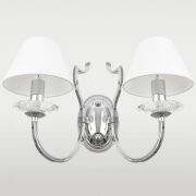 KINKIET RIGA ABAŻUR PIĘKNA STYLOWA Z 2 ŹRÓDŁAMI ŚWIATŁA O WYGLĄDZIE ŚWIECZEK COSMO LIGHT W02779CH