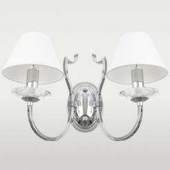 KINKIET RIGA ABAŻUR PIĘKNA STYLOWA Z 2 ŹRÓDŁAMI ŚWIATŁA O WYGLĄDZIE ŚWIECZEK COSMO LIGHT W02779CH