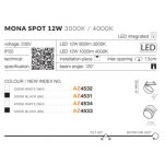 Lampa sufitowa MONA SPOT 12W AZ4532 AZZARDO ŁAMANA WPUSZCZANA ᴓ 8 CM 3000K  - 4