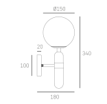 Kinkiet LA SPEZIA W01343BR Cosmo Light kula z marmurowym elementem dekoracyjnym - 2
