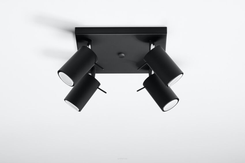 Stylowa Lampa sufitowa LAMPA NATYNKOWA RING 4 czarny SL.0094 SOLLUX LIGHTING nowoczesny klosze tuby