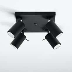 Stylowa Lampa sufitowa LAMPA NATYNKOWA RING 4 czarny SL.0094 SOLLUX LIGHTING nowoczesny klosze tuby