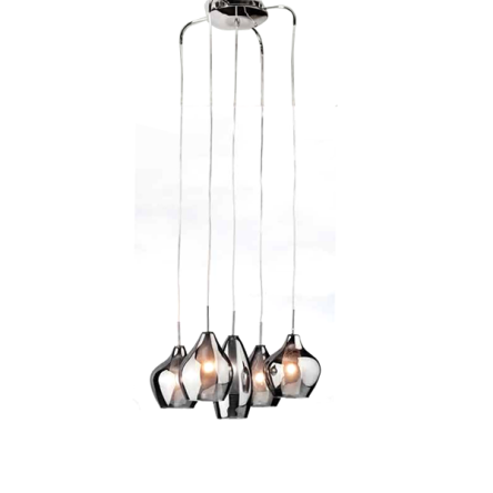 Lampa Wisząca Amber Milano AZzardo AZ0722 lampa ze szkła i metalu w kolorze chromu 5 kloszy