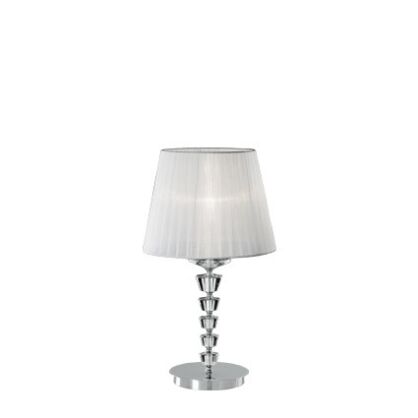 Lampa stołowa Pegaso TL1 BIG Ideal Lux 059259   metalowa oprawa wykończona w chromie klosz z  białej organzy