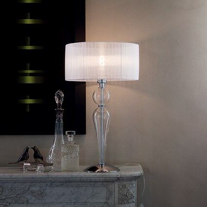 Lampa stołowa Duchessa TL1 BIG Ideal Lux  044491  chromowana metalowa podstawa centralne konstrukcje z przezroczystego szkła