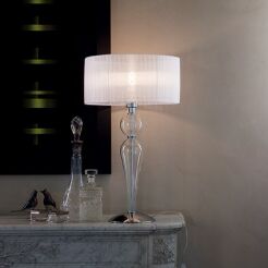 Lampa stołowa Duchessa TL1 BIG Ideal Lux  044491  chromowana metalowa podstawa centralne konstrukcje z przezroczystego szkła