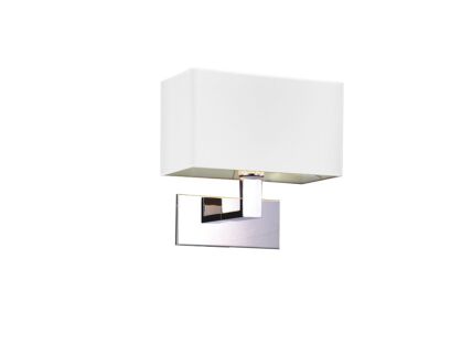 Kinkiet Martens AZzardo MB2251-B-E27 WH AZ1525 z metalu w kolorze chromu i białego materiału w kształcie prostokąta nowoczesna