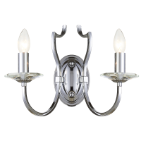 KINKIET RIGA PIĘKNA STYLOWA Z 2 ŹRÓDŁAMI ŚWIATŁA O WYGLĄDZIE ŚWIECZEK COSMO LIGHT W02779CH