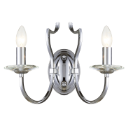 KINKIET RIGA PIĘKNA STYLOWA Z 2 ŹRÓDŁAMI ŚWIATŁA O WYGLĄDZIE ŚWIECZEK COSMO LIGHT W02779CH