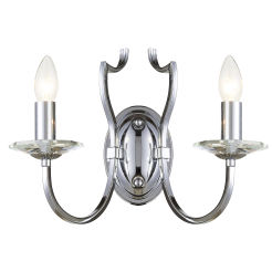 KINKIET RIGA PIĘKNA STYLOWA Z 2 ŹRÓDŁAMI ŚWIATŁA O WYGLĄDZIE ŚWIECZEK COSMO LIGHT W02779CH