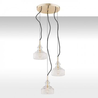 Lampa wisząca CRUZ 1462 Argon szklana mosiądz 3xE14