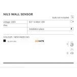 Kinkiet zewnętrzny NILS WALL SENSOR IP44 AZ4479 AZZARDO 22 cm tuba z czujnikiem ruchu - 2