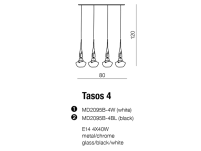 Lampa wisząca Tasos 4 AZzardo MD2095B-4BK  AZ0885  nietypowy elegancki klosze są wykonane z metalu chromowanego i szkła w kolorze czarnym - 2