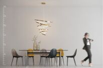Lampa wisząca WHEEL 6 LONG DIMM AZ2921 nowoczesny styl w kolor złoty 6 okręgów o różnej średnicy ściemnialna bez pilota  - 4