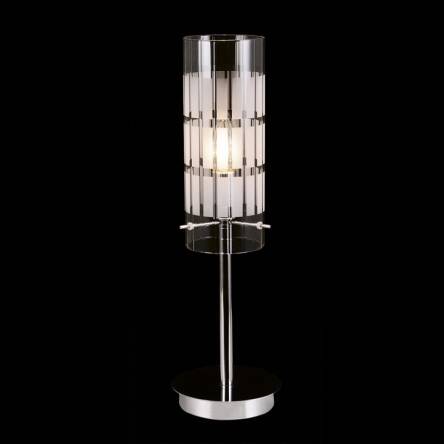 Lampa stołowa Max   MTM1957-1  Italux nowoczesna lampa wykończenie w kolorze chromu klosz w kształcie tuby mlecznym wzorem