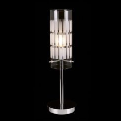Lampa stołowa Max   MTM1957-1  Italux nowoczesna lampa wykończenie w kolorze chromu klosz w kształcie tuby mlecznym wzorem