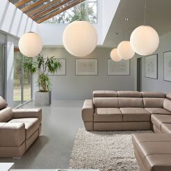 Lampa wisząca White Ball 50 AZzardo FLWB50WH  kula mleczna  chromowane wykończenie nowoczesna