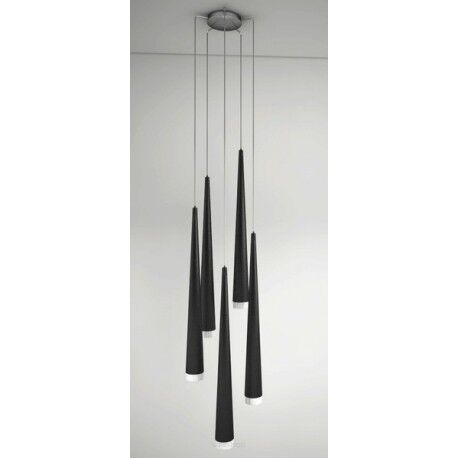 Lampa wisząca Stylo 5 Black AZzardo AZ0119 czarna klosze w kształcie stożków na końcach szklane