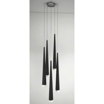 Lampa wisząca Stylo 5 Black AZzardo AZ0119 czarna klosze w kształcie stożków na końcach szklane