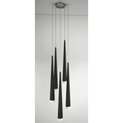 Lampa wisząca Stylo 5 Black AZzardo AZ0119 czarna klosze w kształcie stożków na końcach szklane