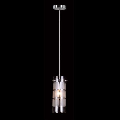 Lampa wisząca Max   MDM1957-1 Italux nowoczesna lampa wykończenie w kolorze chromu klosz w kształcie tuby mlecznym wzorem