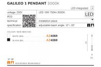 Lampa wisząca GALILEO 1 AZ4068 AZZARDO średnica 5.5 cm LED 15W biała  - 3