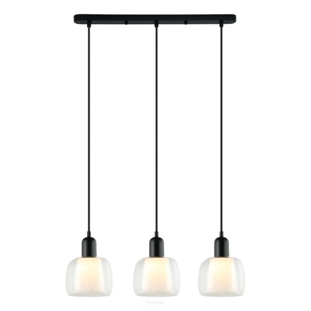 Lampa wisząca Lamezia Lamezia PND-67594-3-BK+CL Italux trzy szklane klosze z metalowym dodatkiem nowoczesne