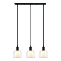 Lampa wisząca Lamezia Lamezia PND-67594-3-BK+CL Italux trzy szklane klosze z metalowym dodatkiem nowoczesne