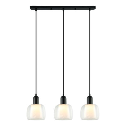 Lampa wisząca Lamezia Lamezia PND-67594-3-BK+CL Italux trzy szklane klosze z metalowym dodatkiem nowoczesne