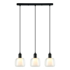 Lampa wisząca Lamezia Lamezia PND-67594-3-BK+CL Italux trzy szklane klosze z metalowym dodatkiem nowoczesne