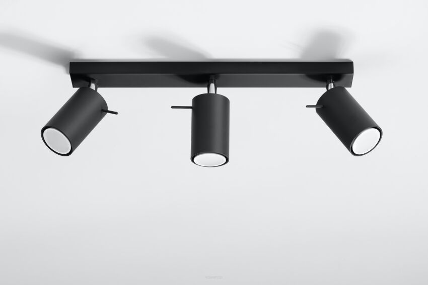 Stylowa Lampa sufitowa plafon RING 3 czarny SL.0093 SOLLUX LIGHTING nowoczesny klosze tuby