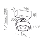 Reflektor Ceres 111x1 QRLED 1252 Aquaform  różne kolory wykończenia techniczna regulowana - 2