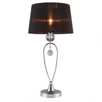 Lampa stołowa biurkowa Vivien MTM1637-1BL Italux klosz z tasiemki w kolorze czarnym