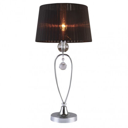 Lampa stołowa biurkowa Vivien MTM1637-1BL Italux klosz z tasiemki w kolorze czarnym