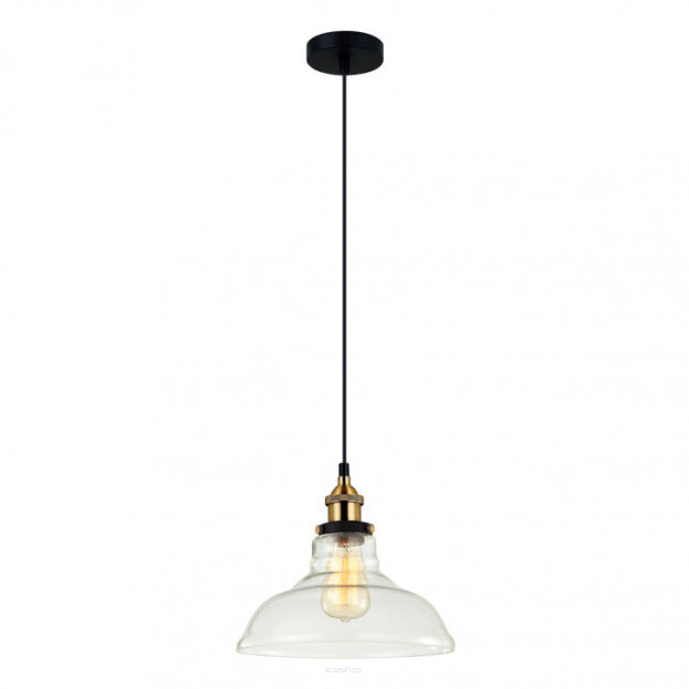 Lampa wisząca HUBERT MDM-2381/1 Italux Czarno / złota z przezroczystym kloszem