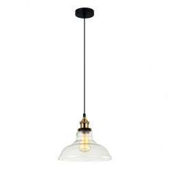Lampa wisząca HUBERT MDM-2381/1 Italux Czarno / złota z przezroczystym kloszem