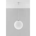 Lampa Wisząca Piękne Szkło UGO 30 Mleczna Kula SL.0264 nowoczesna klosz z białego szkła metalowe elementy w kolorze srebrnym - 3