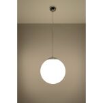 Lampa Wisząca Piękne Szkło UGO 30 Mleczna Kula SL.0264 nowoczesna klosz z białego szkła metalowe elementy w kolorze srebrnym - 2