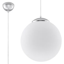 Lampa Wisząca Piękne Szkło UGO 30 Mleczna Kula SL.0264 nowoczesna klosz z białego szkła metalowe elementy w kolorze srebrnym