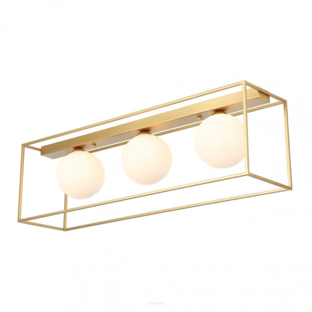 Lampa sufitowa MEDIAMO MXM-4582/3 GD Italux POTRÓJNA MODNY ZŁOTY KOLOR SZKLANE KLOSZE UMIESZCZONE W 