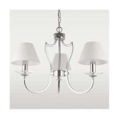 LAMPA WISZĄCA RIGA ABAŻUR PIĘKNA STYLOWA Z 3 ŹRÓDŁAMI ŚWIATŁA O WYGLĄDZIE ŚWIECZEK COSMO LIGHT P03755CH
