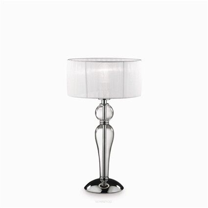 Lampa stołowa Duchessa TL1 SMALL Ideal Lux  051406 chromowana metalowa podstawa centralne konstrukcje z przezroczystego szkła