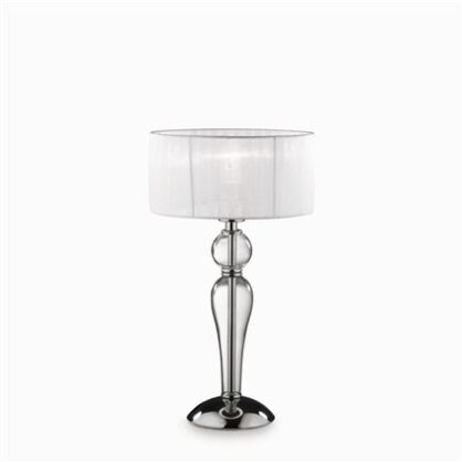 Lampa stołowa Duchessa TL1 SMALL Ideal Lux  051406 chromowana metalowa podstawa centralne konstrukcje z przezroczystego szkła
