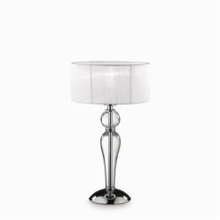 Lampa stołowa Duchessa TL1 SMALL Ideal Lux  051406 chromowana metalowa podstawa centralne konstrukcje z przezroczystego szkła