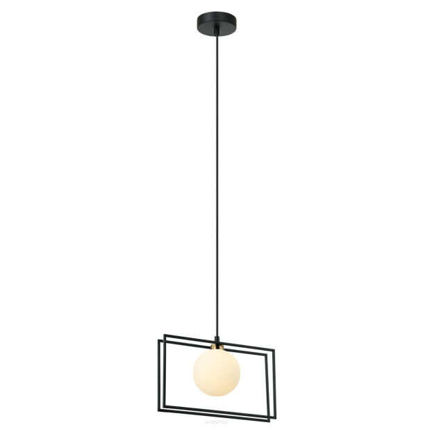 Lampa wisząca Grosetta PND-53423-1-BK Italux kula umieszczona w podwójnej czarnej ramce
