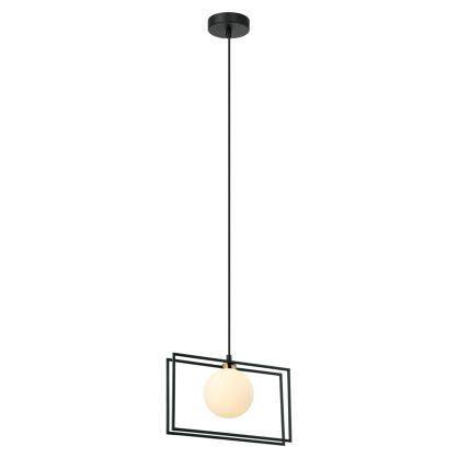 Lampa wisząca Grosetta PND-53423-1-BK Italux kula umieszczona w podwójnej czarnej ramce