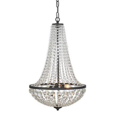 Lampa wisząca GRÄNSÖ Wisząca 2L Czarny/MC granso 107027 Markslojd Styl pałacowy glamour przezroczyste kryształki metalowe elementy w kolorze czarnym  dwa źródła światła E14 40 cm szerokości  