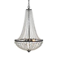 Lampa wisząca GRÄNSÖ Wisząca 2L Czarny/MC granso 107027 Markslojd Styl pałacowy glamour przezroczyste kryształki metalowe elementy w kolorze czarnym  dwa źródła światła E14 40 cm szerokości  