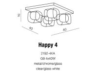 Plafon Happy 4 AZzardo 2192-4XA AZ0485 nowoczesny białe klosze okryte transparentnymi wykończenie chromowane - 2